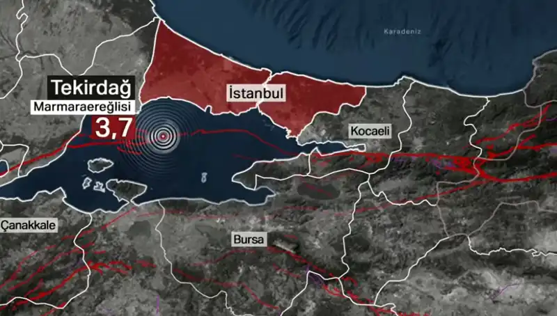Marmara Denizi'nde Şiddetli Deprem: 3,7 Büyüklüğünde Sarsıntı Gerçekleşti